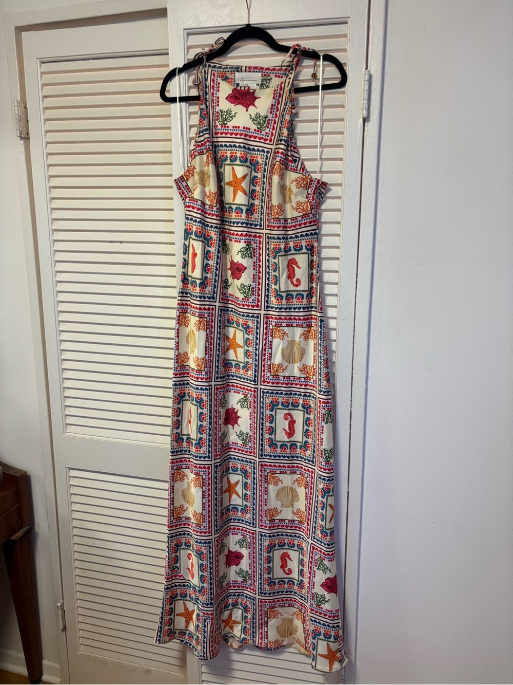 Anthropologie Cream Nautical Shell & Starfish Tie-Shoulder Dress - Picture 2 of 4